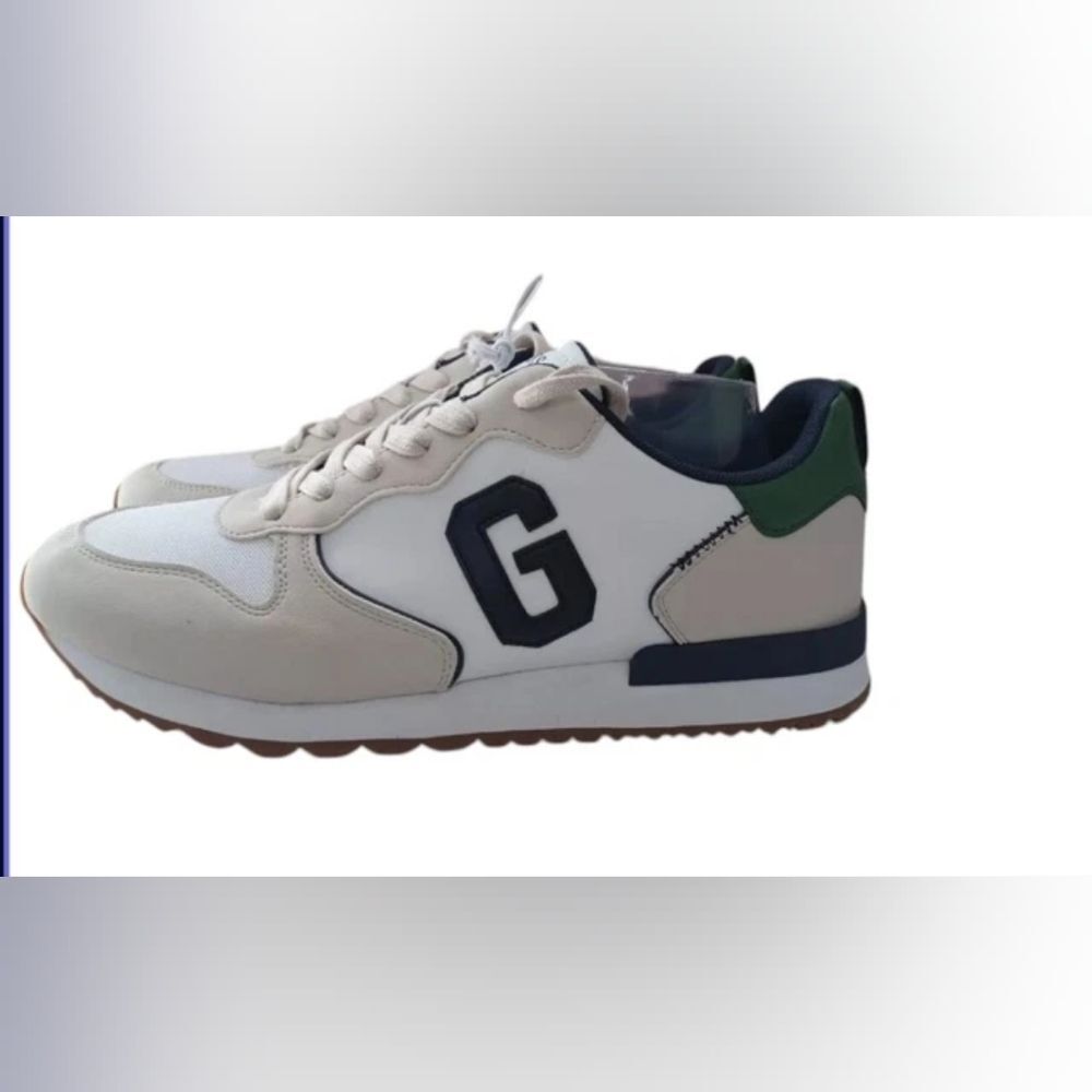 GUESS Men's White and Green Sneakers